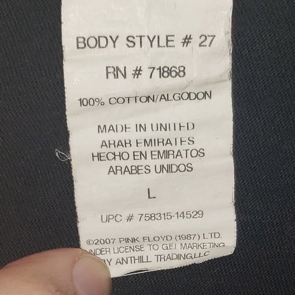 Pink Floyd The Wall Graphic Black T Shirt Tee Mens size Large Rockware - Picture 4 of 4